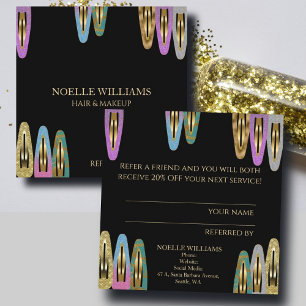 Moderne Glitzer-Haarklammern Kundenreferenz Quadratische Visitenkarte