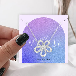 Moderne Glitzer Handmade Schmuck Necklace Display Quadratische Visitenkarte