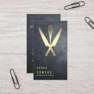 Moderne Glitzer Knife & Whisk Bäckerei Visitenkarte