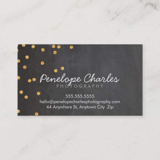MODERNE Glitzer Konfetti dots Tafel mit Goldbarren Visitenkarte (Vorderseite)