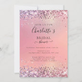 Moderne Glitzer Lila-Silber (Imitat) Bridal Einladung (Vorderseite)