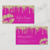 Moderne Glitzer Lips Makeup Künstler Business Visitenkarte (Vorne/Hinten)