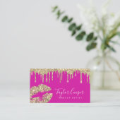 Moderne Glitzer Lips Makeup Künstler Business Visitenkarte (Stehend Vorderseite)