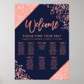 Moderne Glitzer Marineblau Hochzeitssitze Poster (Vorne)