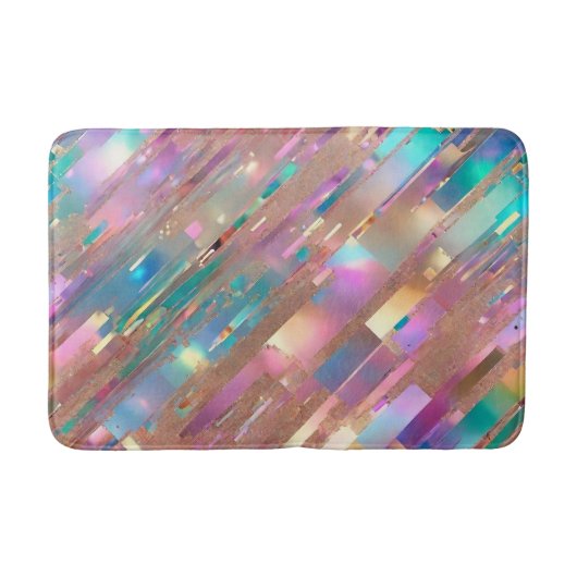Moderne Glitzer Opal Holographic Collection Badematte (Vorderseite)