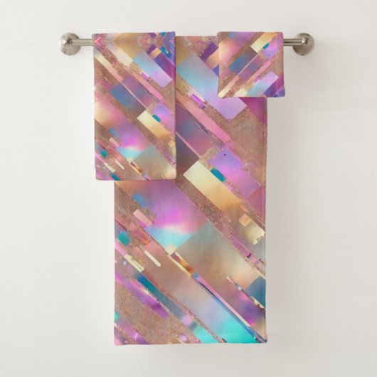 Moderne Glitzer Opal Holographic Collection Badhandtuch Set (Insitu)