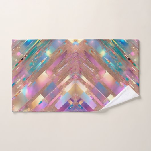 Moderne Glitzer Opal Holographic Collection Badhandtuch Set (Handtuch)