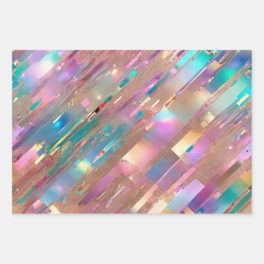 Moderne Glitzer Opal Holographic Collection Geschenkpapier Set (Vorderseite 3)