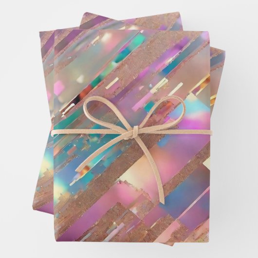 Moderne Glitzer Opal Holographic Collection Geschenkpapier Set (Beispiel)