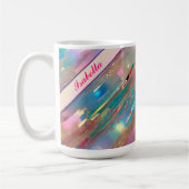 Moderne Glitzer Opal Holographic Collection Kaffeetasse (Links)
