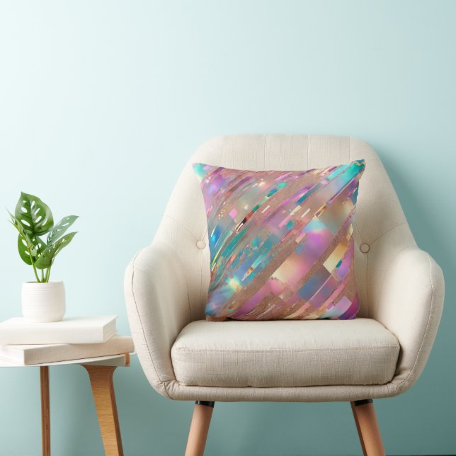 Moderne Glitzer Opal Holographic Collection Kissen (Stuhl )