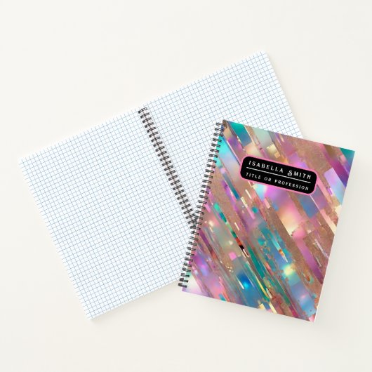 Moderne Glitzer Opal Holographic Collection Notizblock (Innenseite)