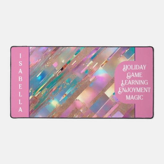 Moderne Glitzer Opal Holographic Collection Schreibtischunterlage (Vorderseite)