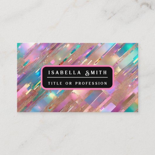 Moderne Glitzer Opal Holographic Collection Visitenkarte (Vorderseite)