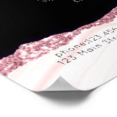 Moderne, Glitzer, rosa schwarze Preisliste Poster (Ecke)