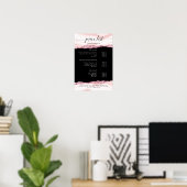 Moderne, Glitzer, rosa schwarze Preisliste Poster (Heimbüro)