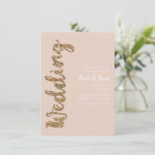 Moderne Glitzer Rose Gold Blush Glam Hochzeit Einladung (Stehend Vorderseite)