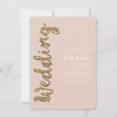 Moderne Glitzer Rose Gold Blush Glam Hochzeit Einladung (Vorderseite)