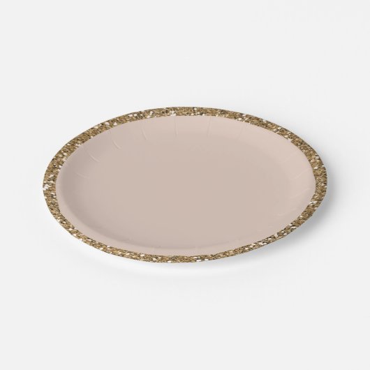 Moderne Glitzer Rose Gold Blush Glam Sweet 16 Part Pappteller (Schrägansicht)