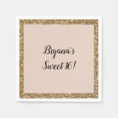 Moderne Glitzer Rose Gold Blush Glam Sweet 16 Part Serviette (Vorderseite)