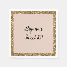 Moderne Glitzer Rose Gold Blush Glam Sweet 16 Part Serviette