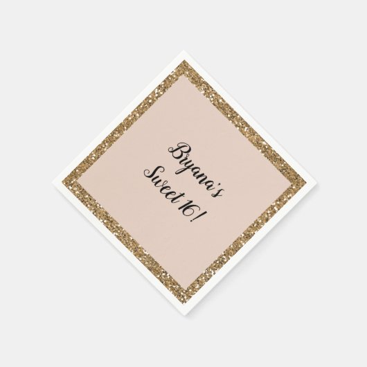 Moderne Glitzer Rose Gold Blush Glam Sweet 16 Part Serviette (Ecke)
