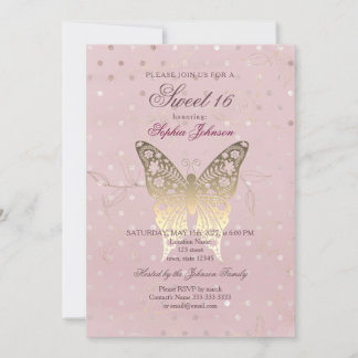 Moderne Glitzer Rose Gold Sweet 16 Geburtstag Einladung