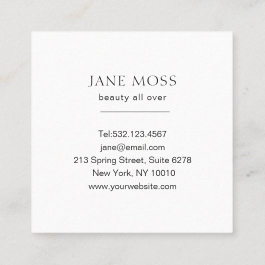 Moderne Glitzer Salon Business Card Quadratische Visitenkarte (Rückseite)