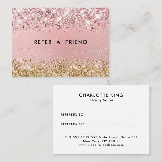 Moderne Glitzer Salon Discount Card Rabattkarte (Vorne/Hinten)