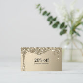 Moderne Glitzer Salon Discount Card Visitenkarte (Stehend Vorderseite)