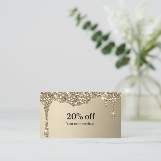 Moderne Glitzer Salon Discount Card Visitenkarte (Stehend Vorderseite)