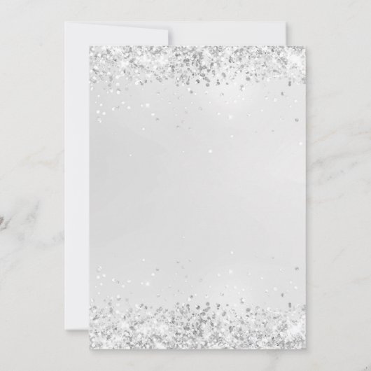 Moderne Glitzer Silver (Imitat) Einladung (Rückseite)