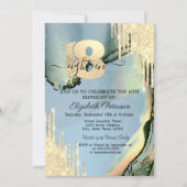 Moderne Glitzer Tropfen Alkohol Tinte 18. Geburtst Einladung (Vorderseite)