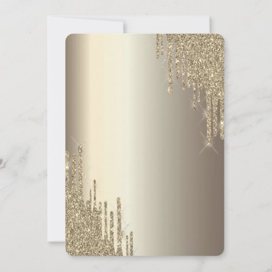 Moderne Glitzer Tropfen Champagne Gold Quinceñera Einladung (Rückseite)