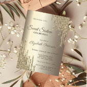 Moderne Glitzer Tropfen Champagne Gold Sweet 16 Einladung