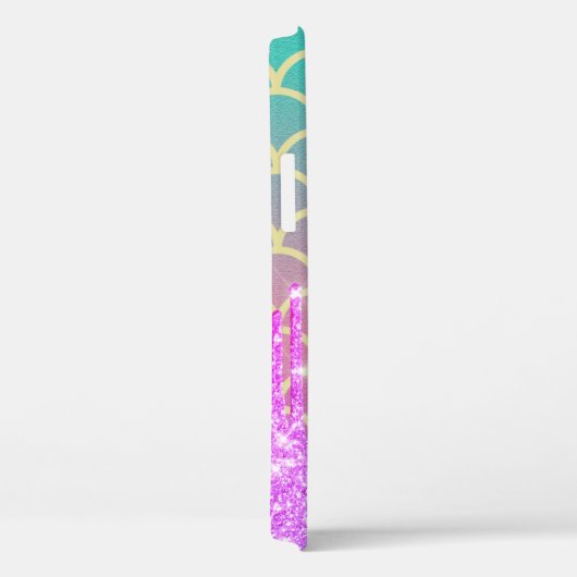 Moderne Glitzer Tropfen Mermaid-Skala ,Monogramm Case-Mate iPhone Hülle (Rückseite / Rechts)