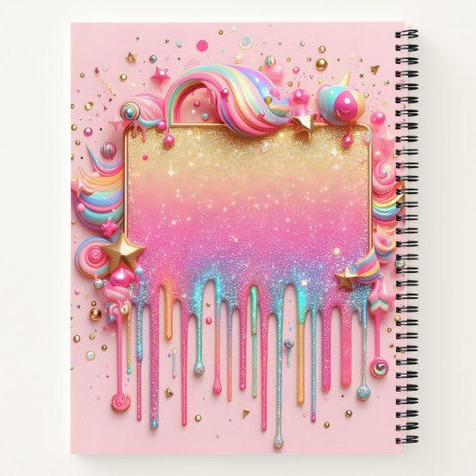 Moderne Glitzer-Tropfen mit Regenbogenfarben-Noteb Notizblock (Rückseite)