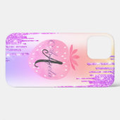 Moderne Glitzer-Tropfen, Ombre, Monogram-Erdbeere Case-Mate iPhone Hülle (Rückseite (Horizontal))