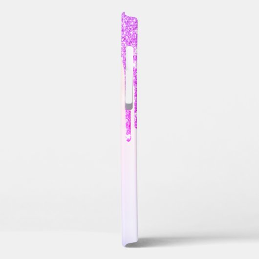 Moderne Glitzer-Tropfen, Ombre, Monogram-Erdbeere Case-Mate iPhone Hülle (Rückseite / Links)