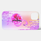 Moderne Glitzer-Tropfen, Ombre, Monogram, Flamingo Case-Mate iPhone Hülle (Rückseite (Horizontal))