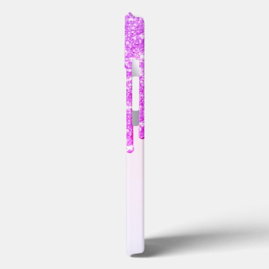 Moderne Glitzer-Tropfen, Ombre, Monogram, Flamingo Case-Mate iPhone Hülle (Rückseite / Links)