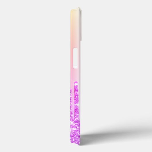 Moderne Glitzer-Tropfen, Ombre, Monogram, Flamingo Case-Mate iPhone Hülle (Rückseite / Rechts)