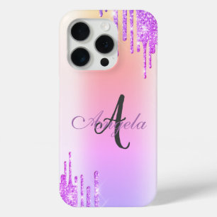Moderne Glitzer-Tropfen, Ombre, Monogramm Case-Mate iPhone Hülle