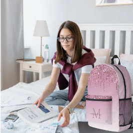 Moderne Glitzer Tropfen Personalisiert Monogramm N Bedruckter Rucksack