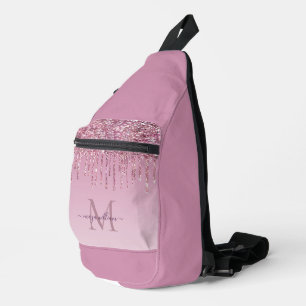 Moderne Glitzer Tropfen Personalisiert Monogramm N Crossbody Bag