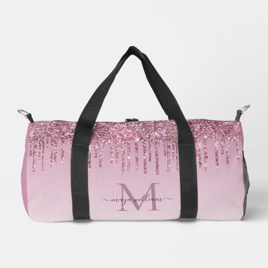 Moderne Glitzer Tropfen Personalisiert Monogramm N Duffle Bag (Vorderseite)