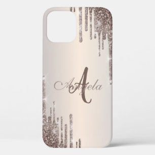 Moderne Glitzer Tropfen Rose Gold, Monogram Case M