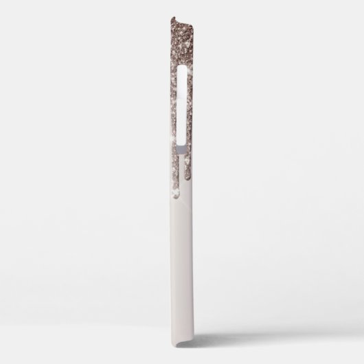 Moderne Glitzer Tropfen Rose Gold, Monogram Case M (Rückseite / Links)