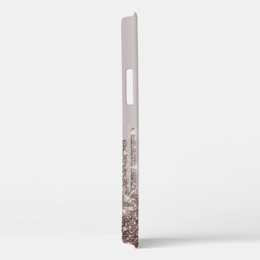 Moderne Glitzer Tropfen Rose Gold, Monogram Case M (Rückseite / Rechts)