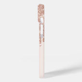 Moderne Glitzer Tropfen Rose Gold, Monogramm Case-Mate iPhone Hülle (Rückseite / Links)